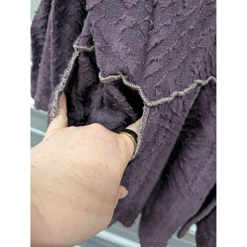 Hand Jive Purple Textured Knit Button Front Lagenlook Wearable Art Top -XL - Picture 5 of 5